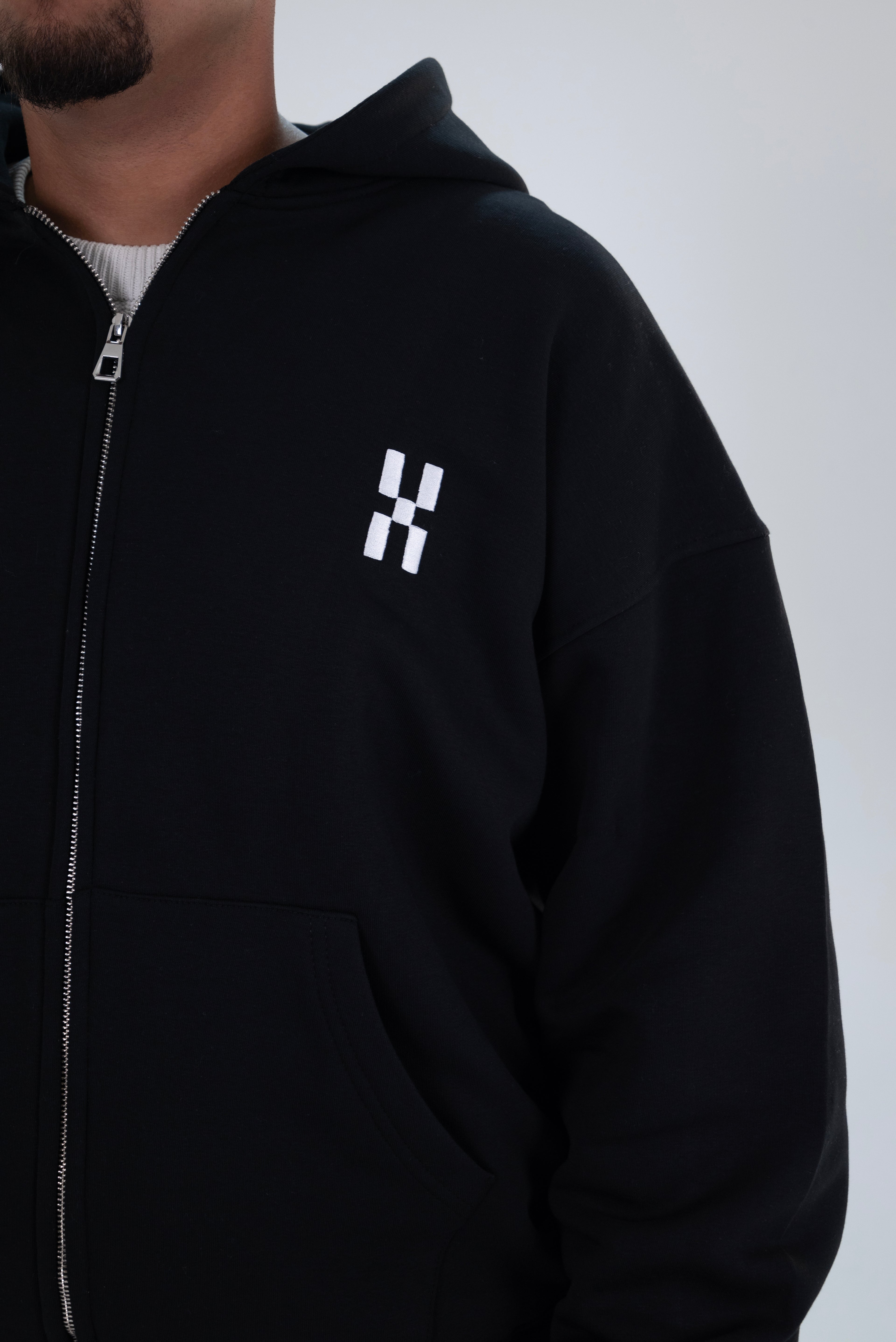 Zip-Up Hoodie – Black