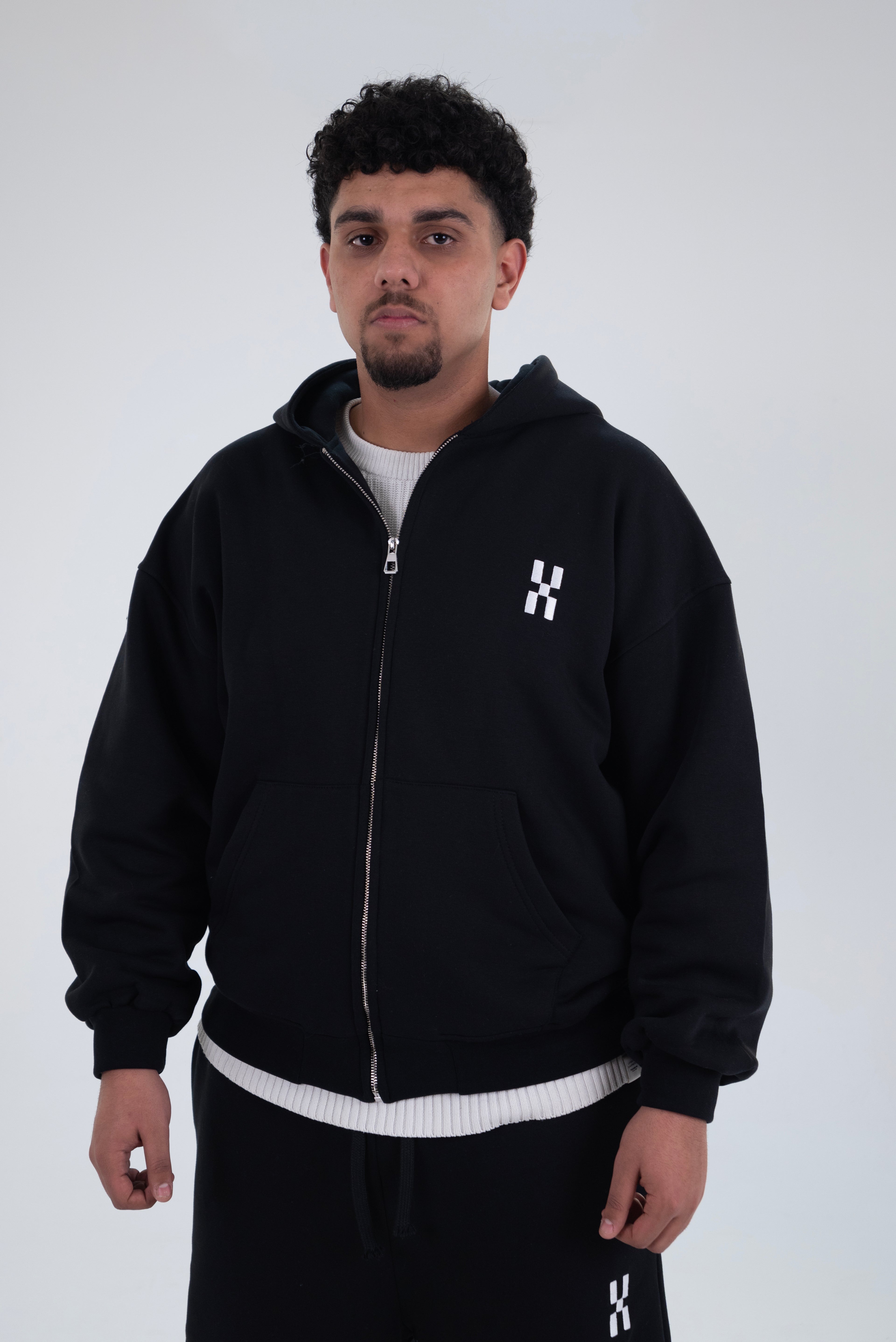 Zip-Up Hoodie – Black
