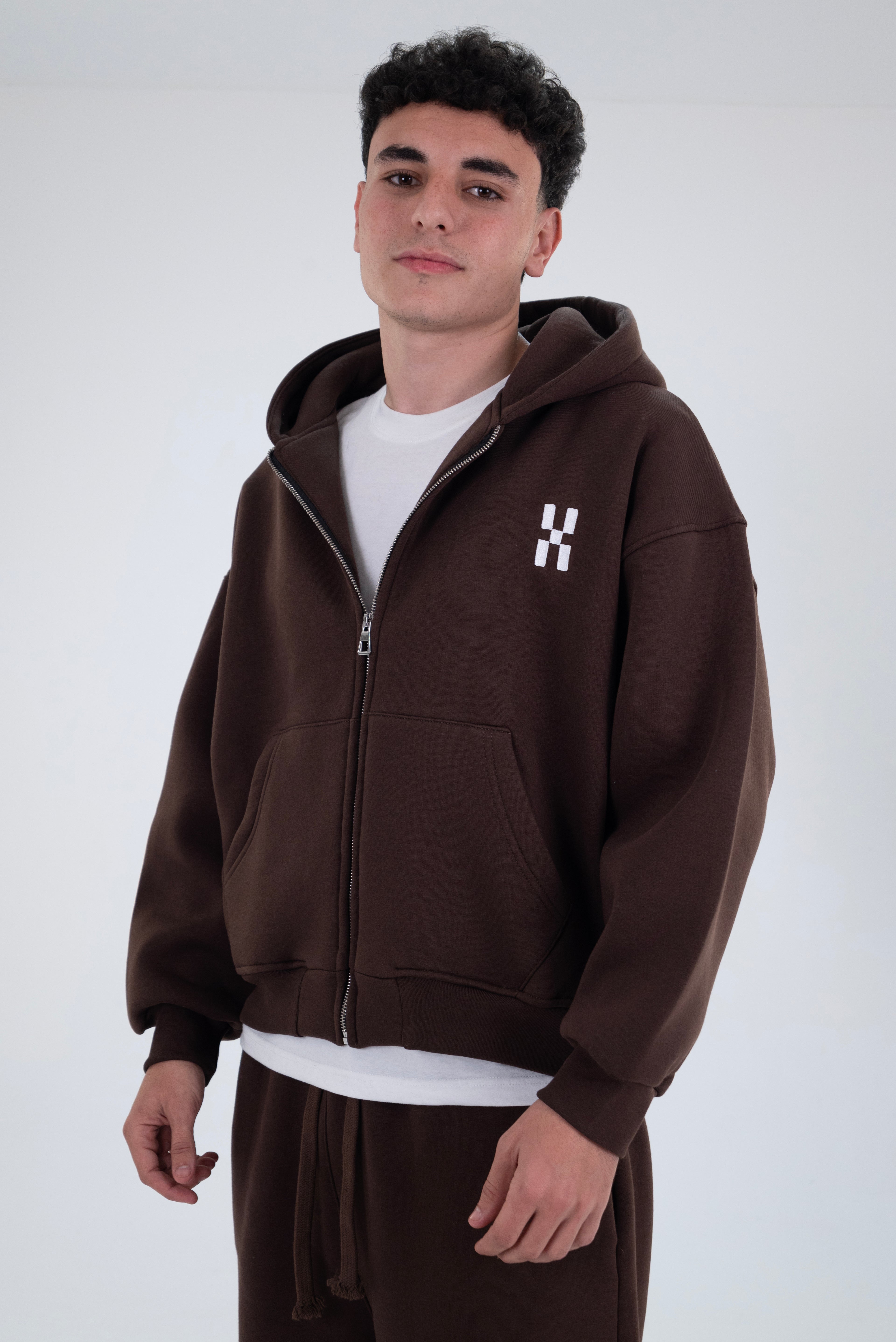 Zip-Up Hoodie – Brown